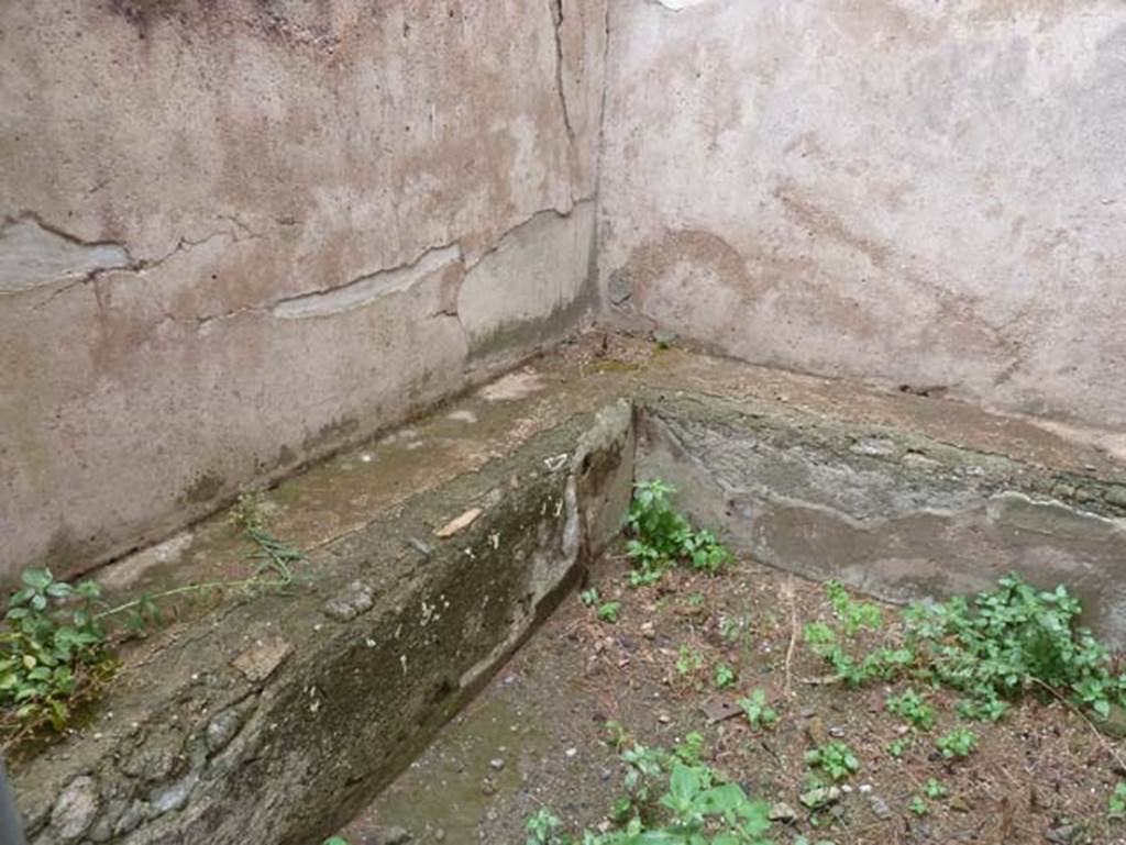 Ins. IV.17, Herculaneum, September 2015. South side of rear room with bench/podium.